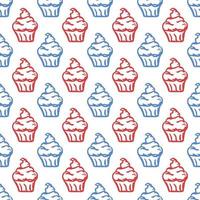 Seamless cake pattern. Sweets and candy background. Doodle vector illustration with sweets and candy icons
