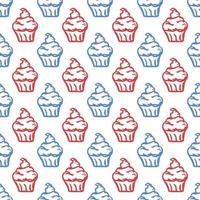 Seamless cake pattern. Sweets and candy background. Doodle vector illustration with sweets and candy icons