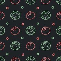 Seamless pattern with vegetable icons. doodle vegetables pattern. Food background vector