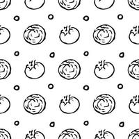 Seamless pattern with vegetable icons. doodle vegetables pattern. Food background vector