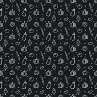 Seamless pattern with vegetable icons. doodle vegetables pattern. Food background vector