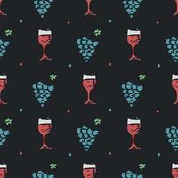 patrón de vino sin costuras. ilustración de fideos vectoriales con vino y uva. patrón con vino vector