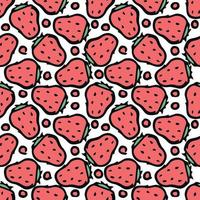 Seamless strawberry pattern. Doodle vector with strawberry icons. Vintage strawberry pattern