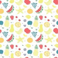 Seamless fruit pattern. doodle background with fruit icons. Fruit background vector