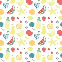 Seamless fruit pattern. doodle background with fruit icons. Fruit background vector