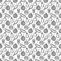 Seamless pattern with food icons. doodle food pattern vector