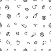 Seamless pattern with food icons. doodle food pattern. Food background vector