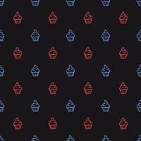 Seamless cake pattern. Sweets and candy background. Doodle vector illustration with sweets and candy icons