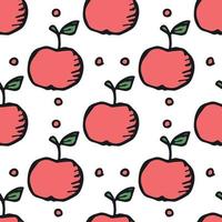 Seamless apple pattern. Colored seamless doodle pattern with apples vector