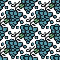 Seamless grape pattern. Doodle vector with grape icons. Vintage grape pattern