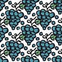 Seamless grape pattern. Doodle vector with grape icons. Vintage grape pattern