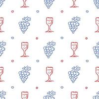 patrón de vino sin costuras. ilustración de fideos vectoriales con vino y uva. patrón con vino vector