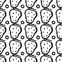 Seamless strawberries pattern. Doodle vector with red strawberries icons. Vintage strawberries pattern