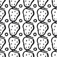 Seamless strawberries pattern. Doodle vector with red strawberries icons. Vintage strawberries pattern