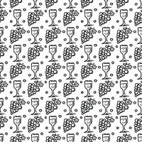 seamless wine pattern. vector doodle illustration with wine and grape. pattern with wine