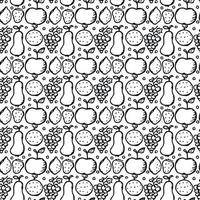 Seamless fruit pattern. doodle background with fruit icons. Fruit background vector