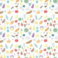 Seamless pattern with food icons. doodle food pattern. Food background vector