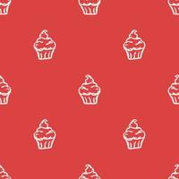 Seamless cake pattern. Sweets and candy background. Doodle vector illustration with sweets and candy icons