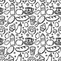 Seamless pattern with food icons. doodle food pattern. Food background vector