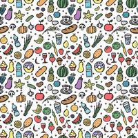 Seamless pattern with food icons. doodle food pattern. Food background vector