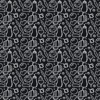 Seamless pattern with vegetable icons. doodle vegetables pattern. Food background vector