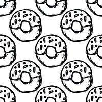 seamless donut pattern. Doodle vector pattern with donut icons. donut background