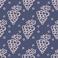 Seamless grape pattern. Doodle vector with grape icons. Vintage grape pattern