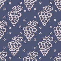 Seamless grape pattern. Doodle vector with grape icons. Vintage grape pattern