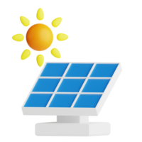 3d ícone solar painel isolado em a transparente fundo png