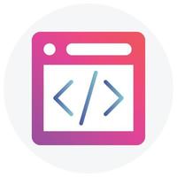 Gradient color icon for html programming. vector