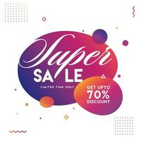 Super Sale Poster Design with Discount Offer on Abstract Background. vector