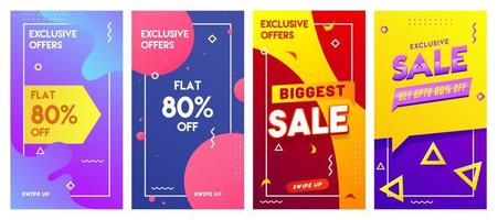 Exclusive Sale Template or Flyer Design Set with Discount Offer on Abstract Background. vector