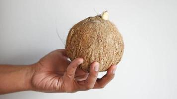 woman hand pick slice of fresh coconut video