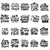 Wedding day typography design and bundle for t-shirt, cards, frame artwork, bags, mugs, stickers, tumblers, phone cases, print etc. vector