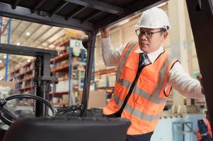 Warehouse manager Examine the equipment used to move goods in the warehouse and test drive a forklift. photo