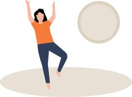 The girl is exercising. vector