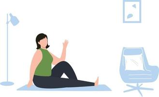 The girl is exercising at home. vector