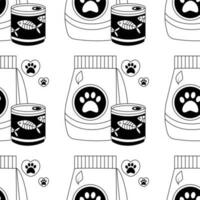 modelo con un conjunto de comida para animales, gatos, perros, Enlatado alimento, pez, mascota cuidado. vector