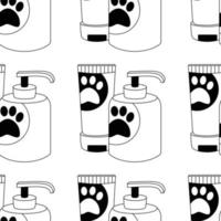 Pattern with a set of shampoos for animals, cats, dogs. vector