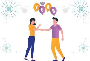 Boy and girl celebrating new year. vector