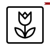 rose in frame line icon vector