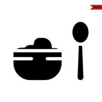 poridge in bowl with spoon glyph icon vector