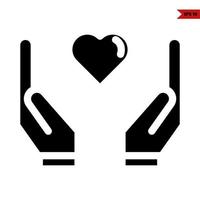 love in over hand glyph icon vector