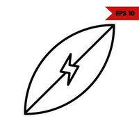 lightning in leaf line icon vector