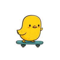 Pato jogando uma skate ilustração para adesivo ou logotipo. ai generativo png