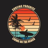 Surfing retro tshirt design vector