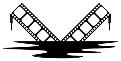 silhouette di il sanguinoso pellicola cartello per film icona simbolo con genere orrore, romanzo giallo, sangue, sadico, schizzare, tagliente, mistero, pauroso o Halloween manifesto film film. formato png