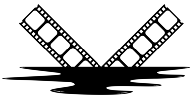 Silhouette von das blutig Filmstreifen Zeichen zum Film Symbol Symbol mit Genre Grusel, Thriller, Blut, sadistisch, Spritzer, Schlitzer, Geheimnis, unheimlich oder Halloween Poster Film Film. Format png