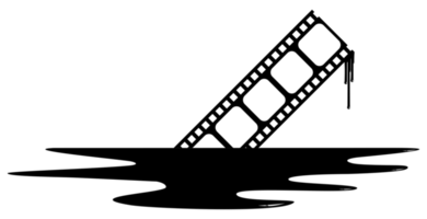 silhouette di il sanguinoso pellicola cartello per film icona simbolo con genere orrore, romanzo giallo, sangue, sadico, schizzare, tagliente, mistero, pauroso o Halloween manifesto film film. formato png