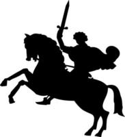 Vector silhouette of knight on white background